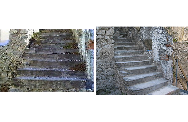 Gli scalini verso la parte alta del castello sono stati ripuliti.