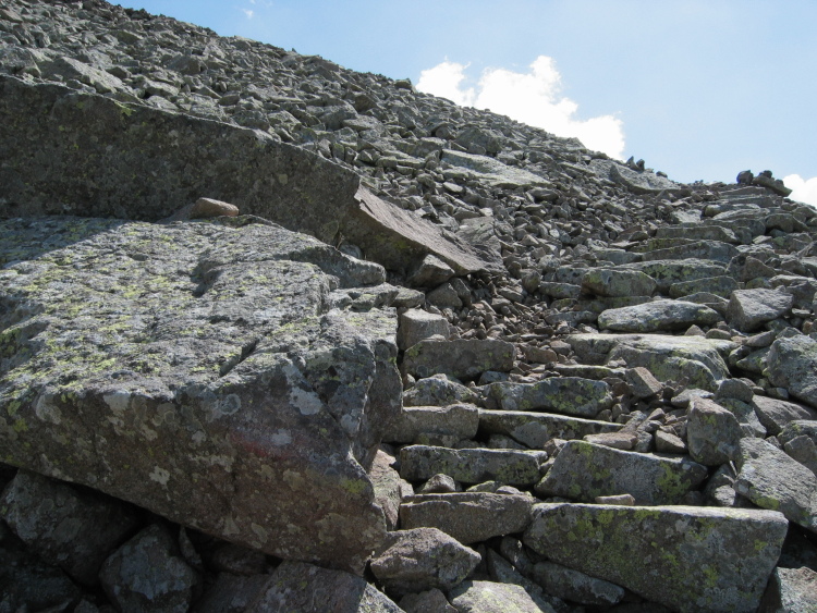 L'ultima parte, ormai quasi in cima, è un sentiero tra i sassi, a tratti messi come degli scalini.